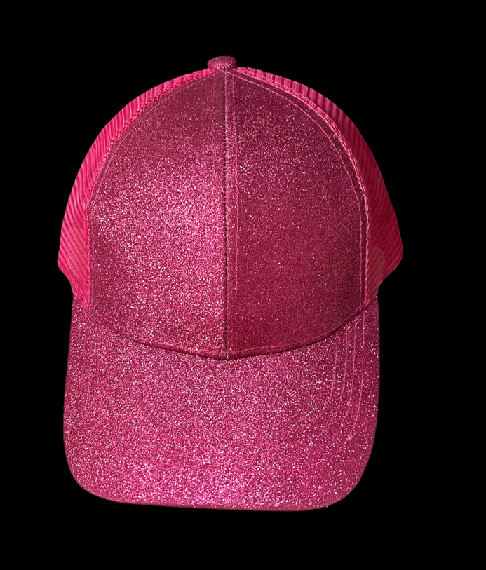 CC Glitter Cap with Monogram - Hot Pink